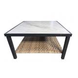 MODERN DESIGN MARBLE TOP METAL TABLE WITH WOVEN