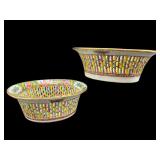 2 RETICULATED ROSE MEDALLION BOWLS