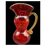 KANAWHA AMBERINA CADMIUM CRACKLE GLASS PITCHER