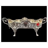 VICTORIAN SILVER PLATE RETICULATED TRAY ON LEGS