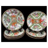 LOT OF 8 ROSE MEDALLION PORCELAIN PLATES