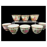 LOT OF 8 PORCELAIN ROSE MEDALLION SAKE CUPS