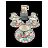 LOT OF 5 ROSE MEDALLION CUPS AND SAUCERS