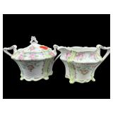 ANTIQUE R.S PRUSSIA PAINTED ROSES SUGAR & CREAMER