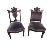 2 LIONS HEAD MAHOGANY PARLOR CHAIRS