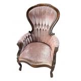 WALNUT VICTORIAN TUFTED HIGHBACK ARM CHAIR