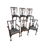 6 19TH CENTURY MAHOGANY CHIPPENDALE CHAIRS