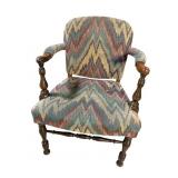 19TH CENT. MAHOGANY FRAME OPEN ARM CHAIR