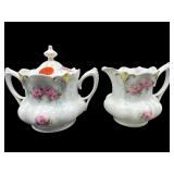 ANTIQUE R.S PRUSSIA HAND PAINTED ROSES CREAMER &