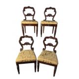 4 HEAVY CARVED ROSEWOOD 19TH CENT. BALLOON BACK