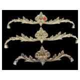 LOT OF 3 ORNATE BRASS MIRROR ACCENTS