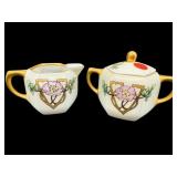 ANTIQUE R.S SILESIA HAND PAINTED SUGAR & CREAMER
