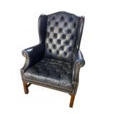 LEATHER WINGBACK CHIPPENDALE CHAIR