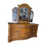 EXTRA LARGE MODERN CARVED DRESSER WITH MIRROR
