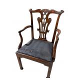 19TH CENT. SOLID MAHOGANY CHIPPENDALE ARM CHAIR