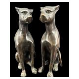 2 BRONZE EGYPTIAN REVIVAL STYLE TALL CATS
