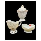 3 PC OF NORTHWOOD ARGONAUT NAUTILUS CUSTARD GLASS