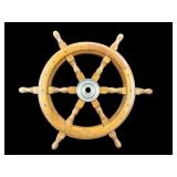 WOOD AND BRASS SHIPS WHEEL