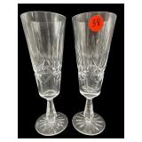 2 WATERFORD CRYSTAL STAR CUT CHAMPAGNE FLUTES