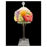 ANTIQUE REVERSE PAINTED PUFFY SHADE LAMP