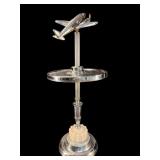 RARE CHROME & ONYX ART DECO AIRPLANE SMOKING STAND