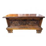 19TH CENTURY HEAVY CARVED BLANKET BOX