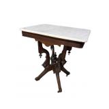 WALNUT VICTORIAN MARBLE TOP TABLE