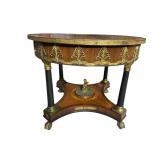 SPANISH MADE INLAID BRONZE ADORNED ROUND TABLE