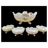 5 PC ANTIQUE NORTHWOOD CUSTARD MASTER BERRY BOWL