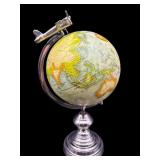 TALL WORLD GLOBE WITH AIRPLANE ON TOP