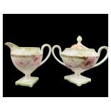 ANTIQUE R.S PRUSSIA HAND PAINTED ROSES CREAMER &