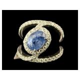 PLATINUM RARE UNHEATED BLUE SAPPHIRE & DIAMOND