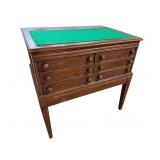 OAK 6 DRAWER SPOOL CABINET DESK ON LEGS