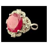 PLATINUM OSCAR FRIEDMAN RUBY AND DIAMOND RING