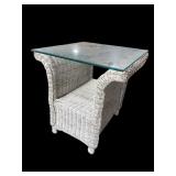 GLASS TOP WICKER TABLE