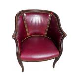 LEATHER BARREL BACK CLUB CHAIR