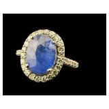14K BLUE SAPPHIRE & DIAMOND RING