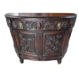 HANDLEY & JOHNSON WALNUT CARVED HALF ROUND SERVER