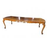 LARGE SATINWOOD FRENCH CARVED DINING ROOM TABLE