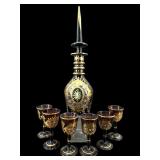 BOHEMIAN AMETHYST GOLD GILDED HAND PAINTED