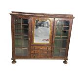 19TH CENTURY ALL BURLED ROSEWOOD 3 DOOR BOOKCASE
