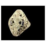 18K DIAMOND AND SAPPHIRE ILLUSION HEAD FILIGREE