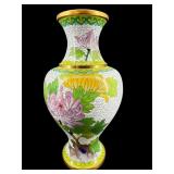 10.5 WHITE CLOISONNE VASE
