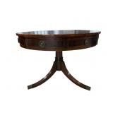 LARGE LEATHER TOP MAHOGANY DRUM TABLE