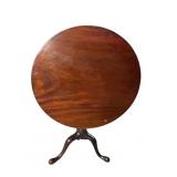 19TH CENT. SOLID MAHOGANY BIRDCAGE TILT TOP TABLE