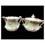 ANTIQUE HAND PAINTED R.S GERMANY SUGAR AND CREAMER