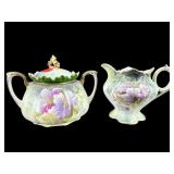 ANTIQUE R.S PRUSSIA HAND PAINTED FLOWERS CREAMER