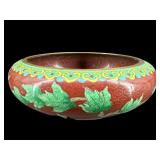 1980's RED CLOISONNE BRUSH WASHER