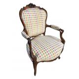 CARVED FRENCH OPEN ARM CHAIR