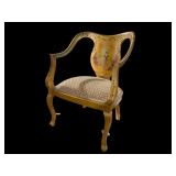 19TH CENT. VERNIS MARTIN DECORATED BARREL BACK